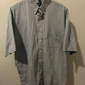 Eddie Bauer Men's XXL Tall Shirt Gray White Micro Check Plaid Short Sleeve